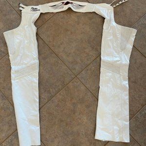 Rare Harley Davidson White Leather Chaps w Red XS